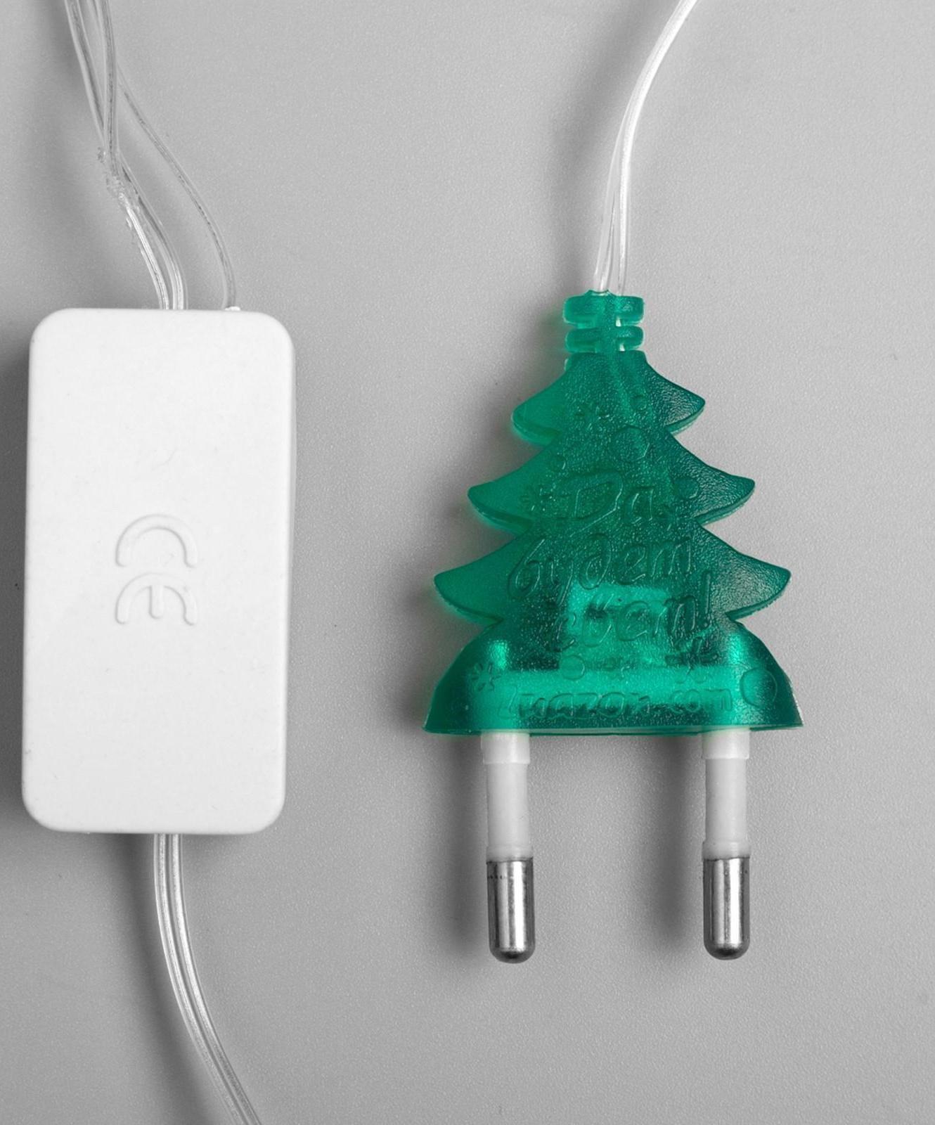 Гирлянда «Нить» 5 м с насадками «Шишки большие», IP20, прозрачная нить, 20 LED, свечение мульти (RG/RB), мигание, 220 В