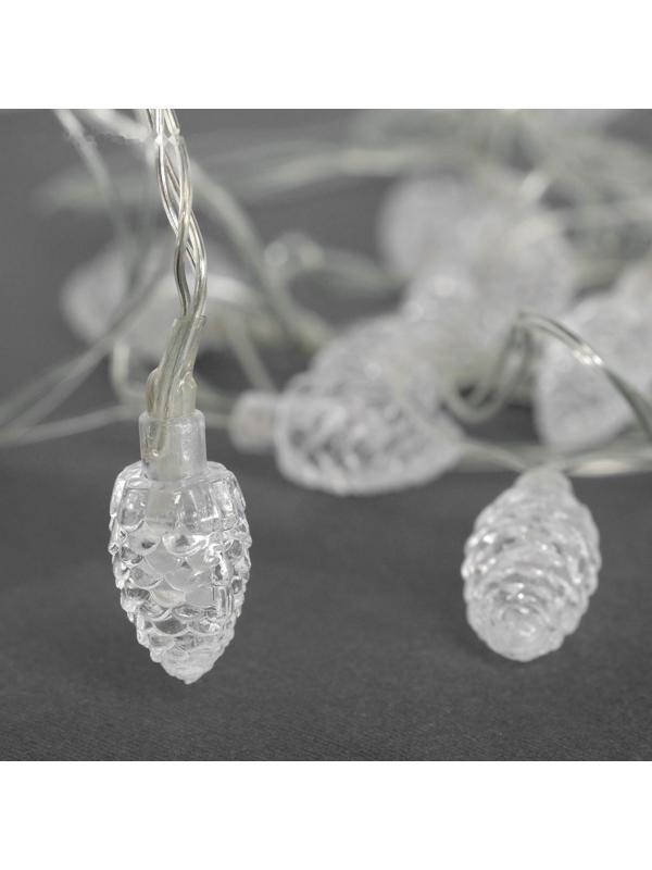 Гирлянда «Нить» 5 м с насадками «Шишки большие», IP20, прозрачная нить, 20 LED, свечение мульти (RG/RB), мигание, 220 В