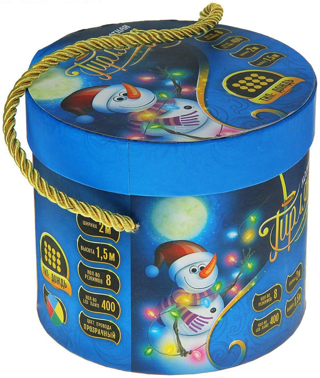 Гирлянда «Водопад» 2 × 1.5 м, IP20, прозрачная нить, 400 LED, свечение мульти, 8 режимов, 220 В