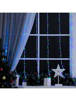 Гирлянда «Водопад» 2 × 1.5 м, IP20, прозрачная нить, 400 LED, свечение мульти, 8 режимов, 220 В