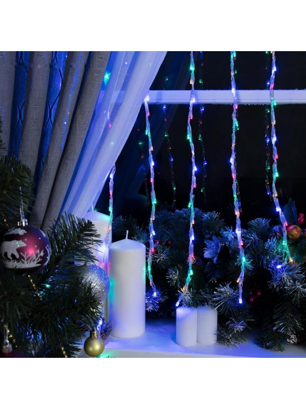 Гирлянда «Водопад» 2 × 1.5 м, IP20, прозрачная нить, 400 LED, свечение мульти, 8 режимов, 220 В