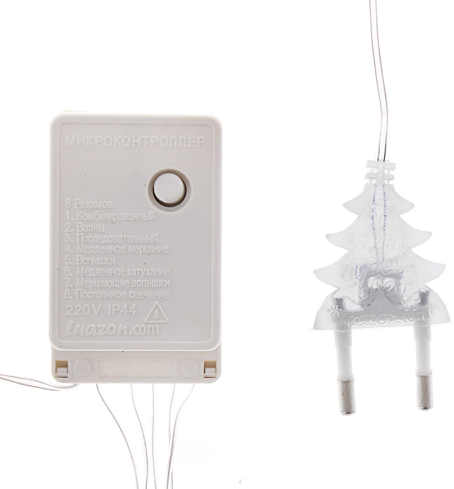 Гирлянда «Бахрома» 4 × 0.6 м, IP44, прозрачная нить, 180 LED, свечение мульти, 8 режимов, 220 В