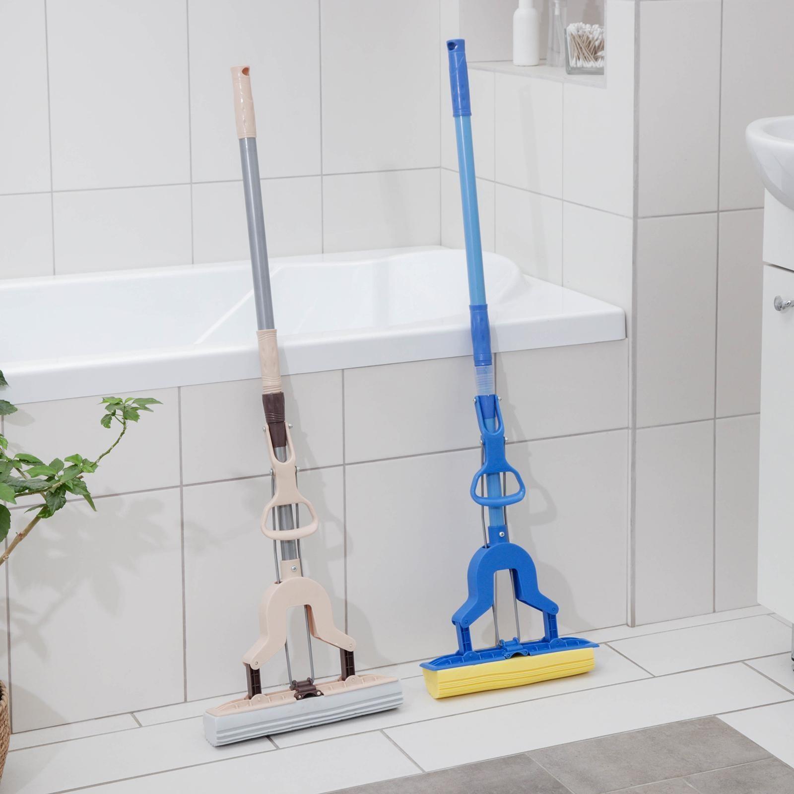 Швабра для мытья пола со складным отжимом Доляна, насадка ПВА 27×6 см, телескопическая ручка 102-120 см, цвет МИКС