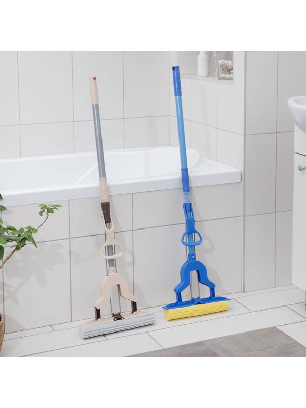 Швабра для мытья пола со складным отжимом Доляна, насадка ПВА 27×6 см, телескопическая ручка 102-120 см, цвет МИКС