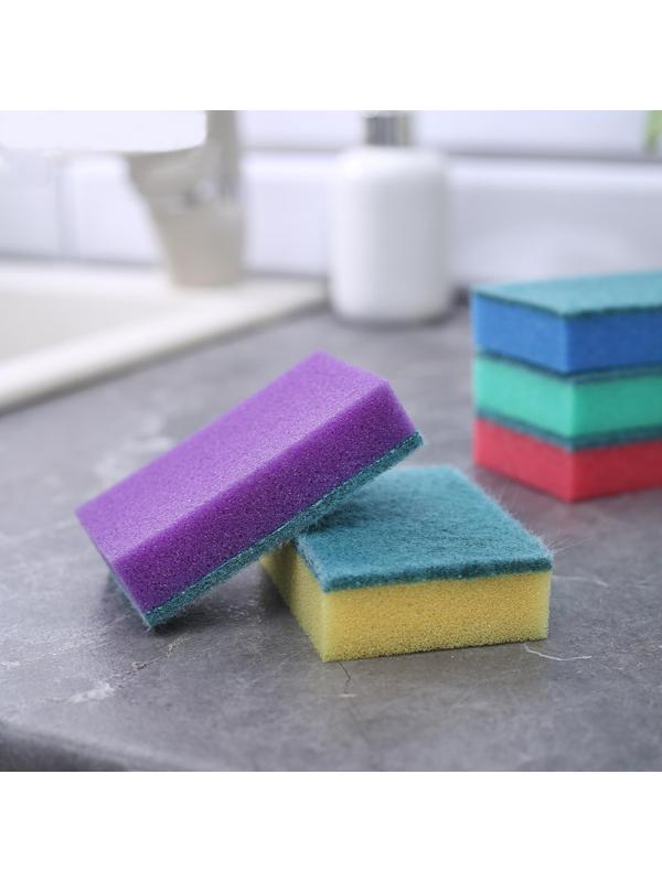 Набор губок бытовых с чистящим слоем Доляна «Стандарт», 9×6×2,5 см, 5 шт.