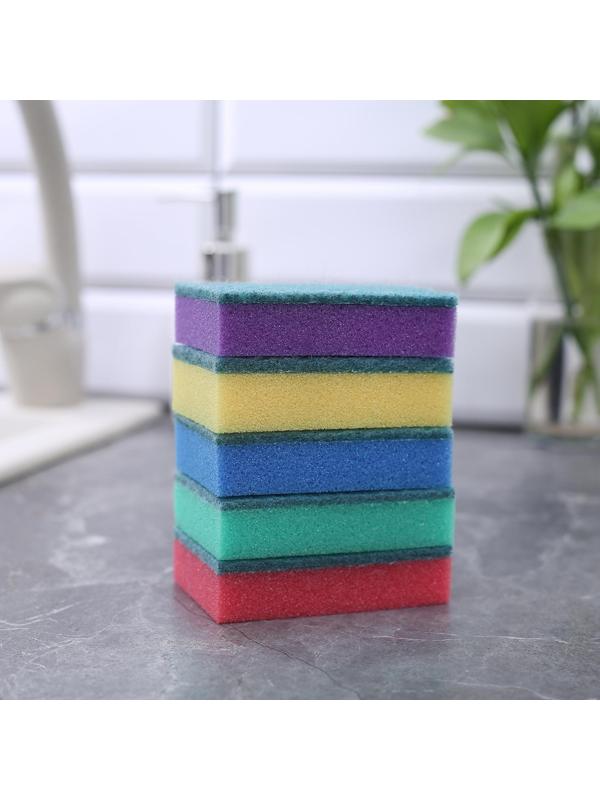 Набор губок бытовых с чистящим слоем Доляна «Стандарт», 9×6×2,5 см, 5 шт.