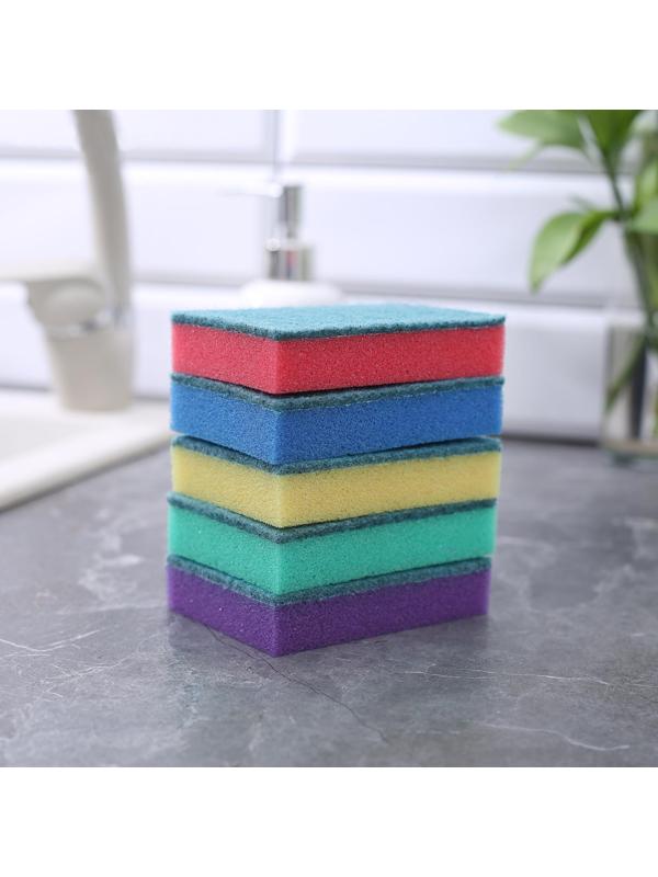 Набор губок бытовых с чистящим слоем Доляна «Супер», 10×7×2,5 см, 5 шт