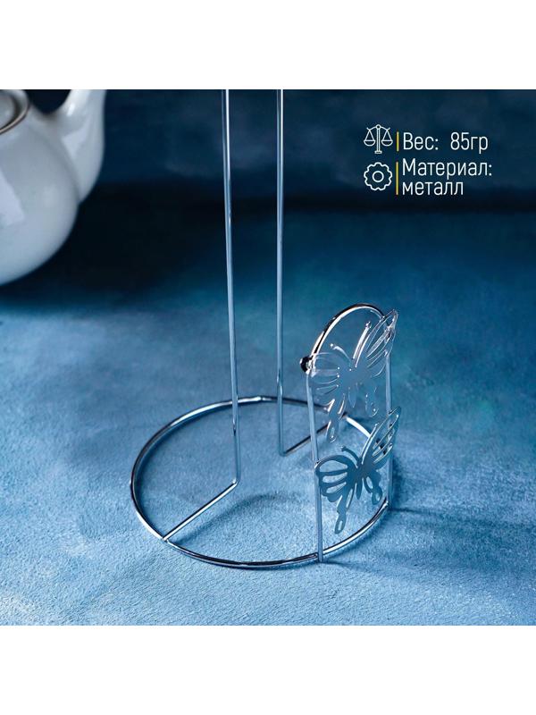 Подставка под бумажные полотенца Доляна «Бабочки», 13×13×27 см, цвет хром