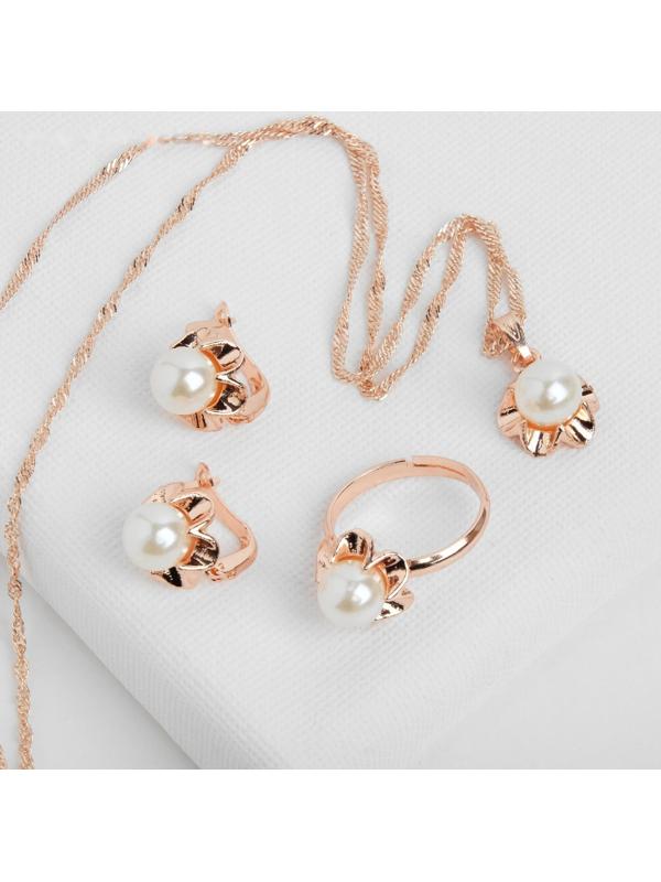 Гарнитур 3 предмета: серьги, кулон, кольцо безразмерное 