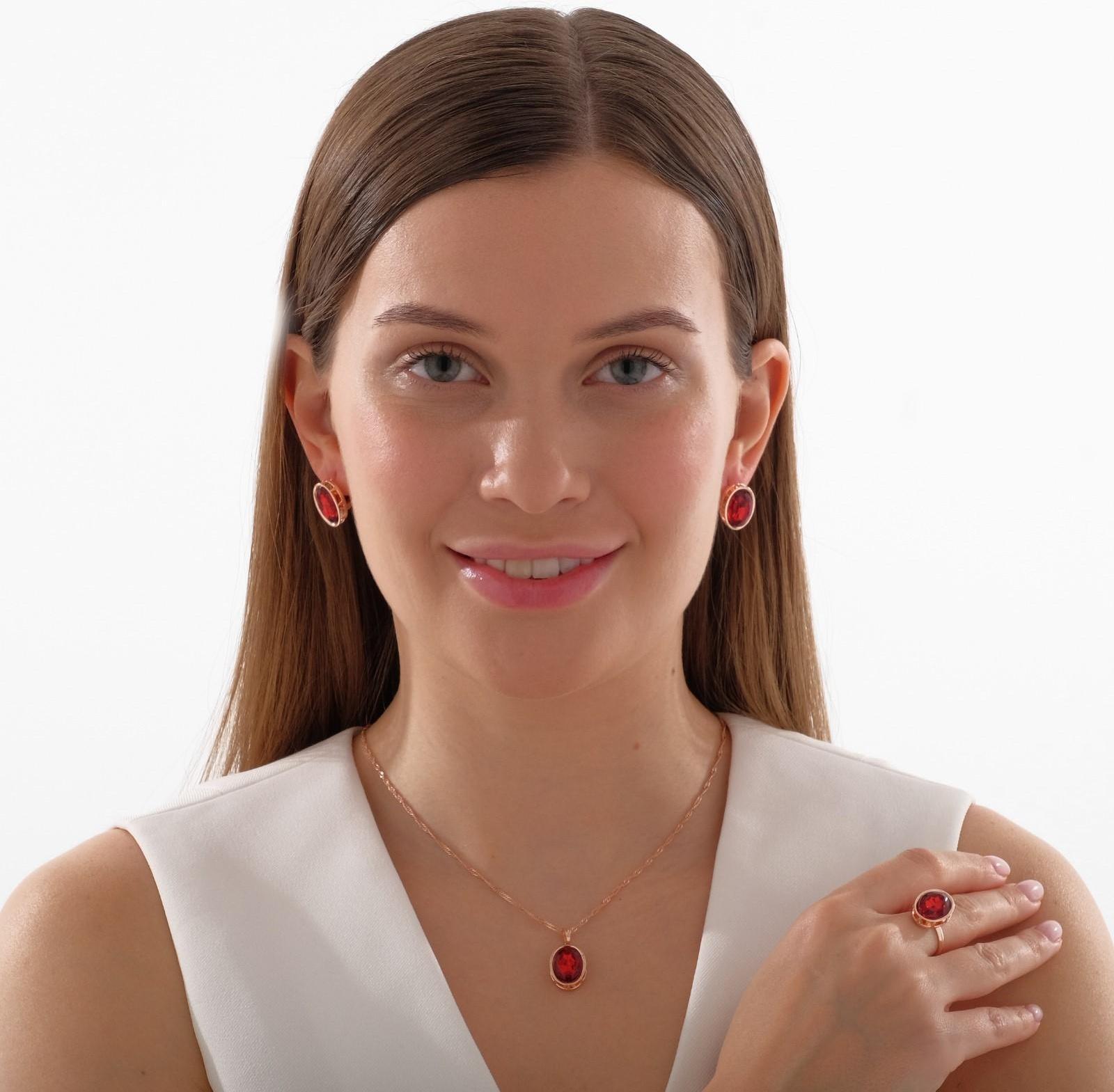 Гарнитур 3 предмета: серьги, кулон, кольцо безразмерное 