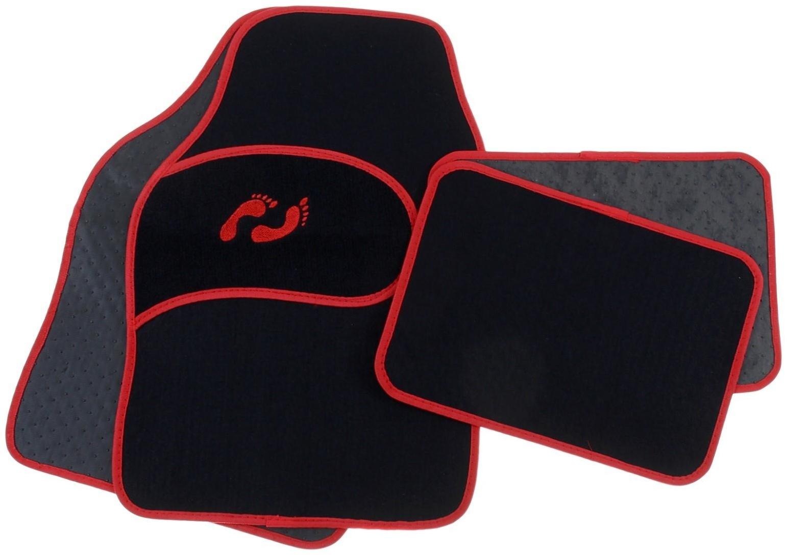 Коврики автомобильные TORSO, ворс, 62×42 см, 43×30 см, красный, набор 4 шт