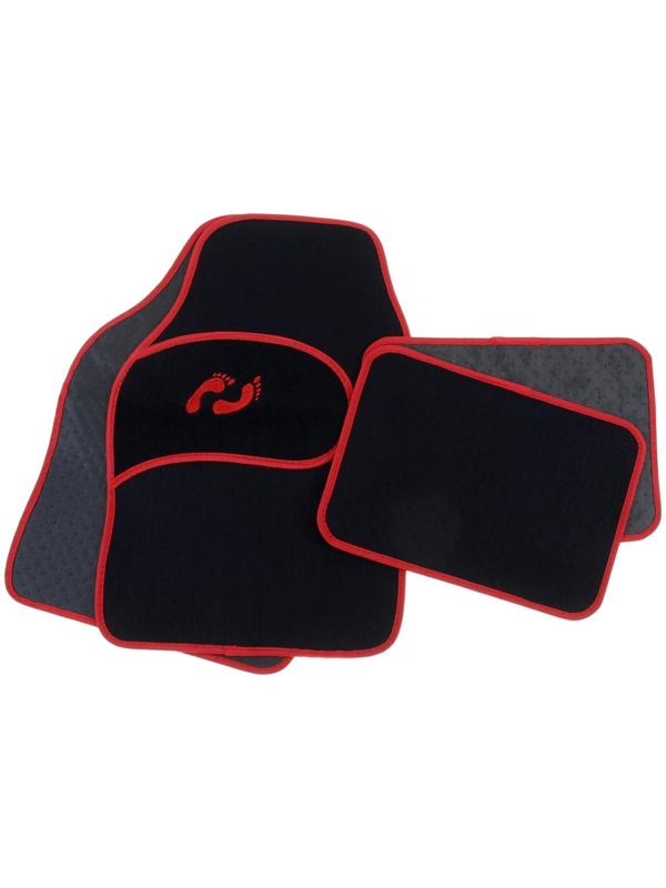 Коврики автомобильные TORSO, ворс, 62×42 см, 43×30 см, красный, набор 4 шт