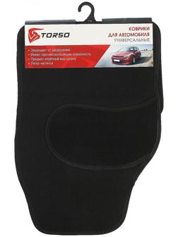 Коврики автомобильные TORSO, ворс, 62×42 см, 43×30 см, черный, набор 4 шт