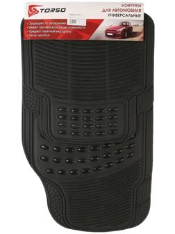 Коврики автомобильные TORSO, резина, 70×44 см, 44×43.5 см, черный, набор 4 шт