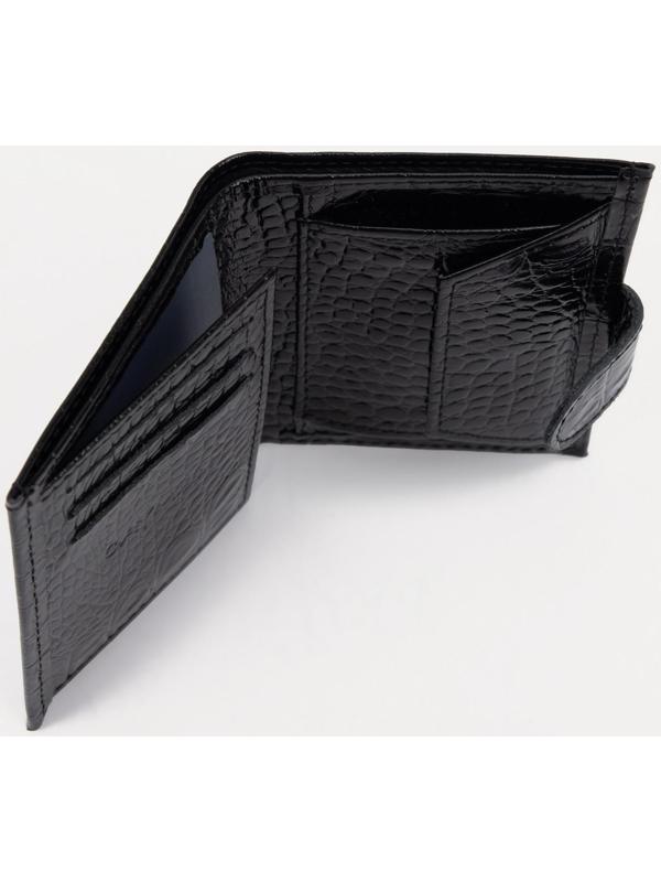 Портмоне на кнопке, для купюр, для карт, для монет, цвет чёрный