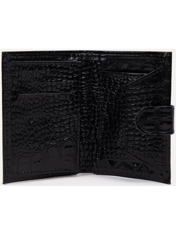 Портмоне на кнопке, для купюр, для карт, для монет, цвет чёрный