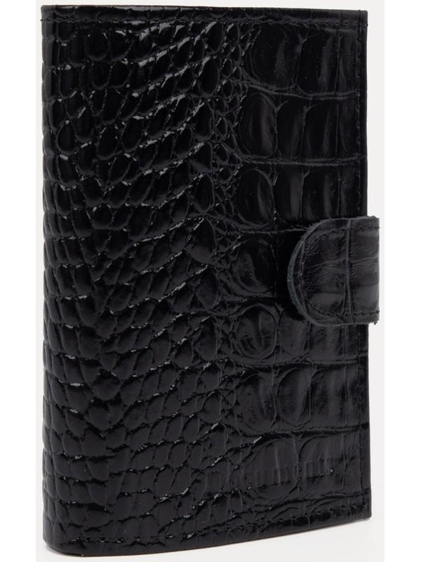 Портмоне на кнопке, для купюр, для карт, для монет, цвет чёрный