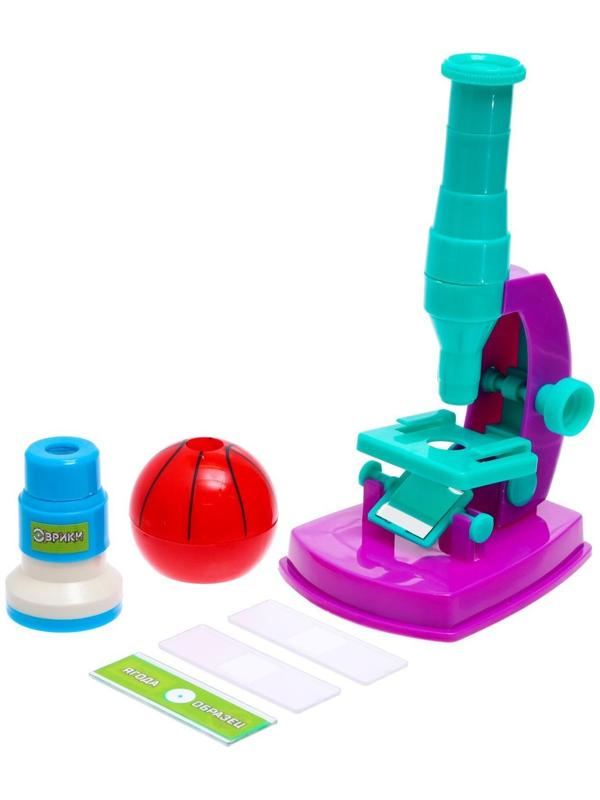 Набор биолога 6 предметов: микроскоп, 2 калейдоскопа, 2 пустых слайда, образец клеток