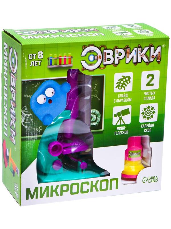 Набор биолога 6 предметов: микроскоп, 2 калейдоскопа, 2 пустых слайда, образец клеток