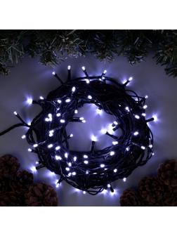 Гирлянда «Нить» 10 м, IP44, тёмная нить, 100 LED, свечение белое, 8 режимов, 220 В