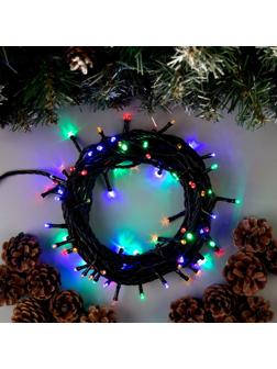 Гирлянда «Нить» 10 м, IP44, тёмная нить, 100 LED, свечение мульти, 8 режимов, 220 В