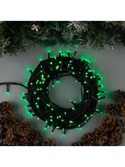Гирлянда «Нить» 20 м, IP44, тёмная нить, 200 LED, свечение зелёное, 8 режимов, 220 В