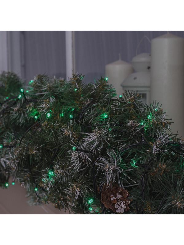 Гирлянда «Нить» 20 м, IP44, тёмная нить, 200 LED, свечение зелёное, 8 режимов, 220 В