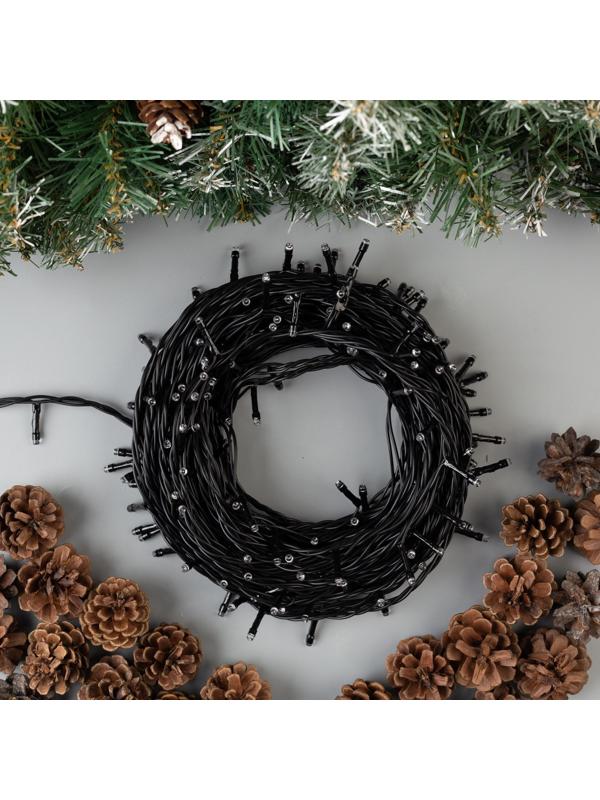 Гирлянда «Нить» 20 м, IP44, тёмная нить, 200 LED, свечение зелёное, 8 режимов, 220 В