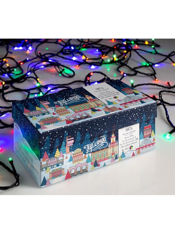 Гирлянда «Нить» 20 м, IP44, тёмная нить, 200 LED, свечение мульти, 8 режимов, 220 В