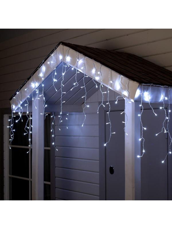 Гирлянда «Бахрома» 4 × 0.6 м, IP44, прозрачная нить, 180 LED, свечение белое, 8 режимов, 220 В