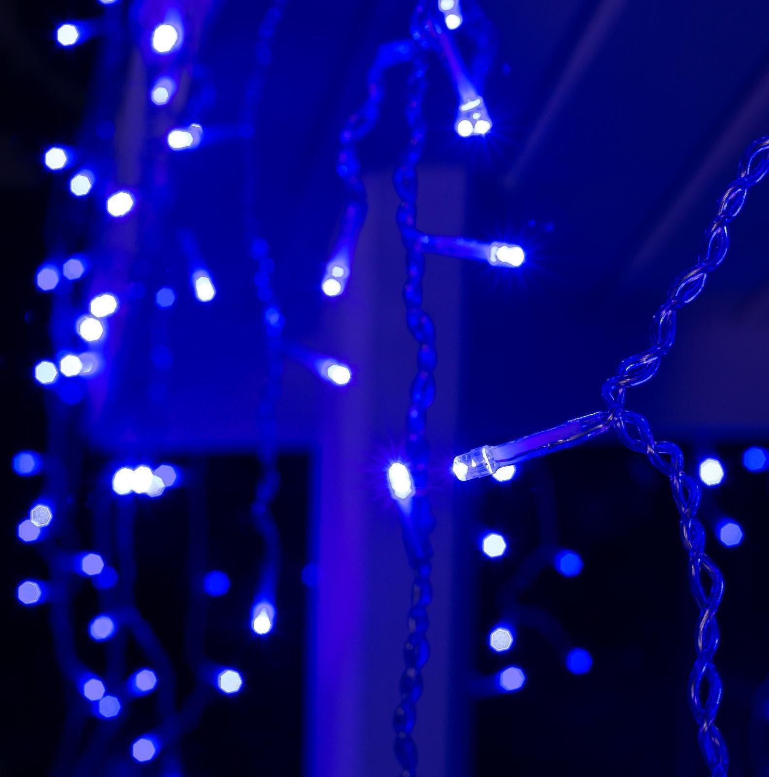 Гирлянда «Бахрома» 4 × 0.6 м, IP44, прозрачная нить, 180 LED, свечение синее, 8 режимов, 220 В