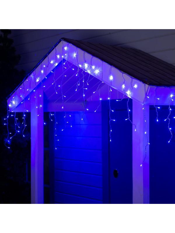 Гирлянда «Бахрома» 4 × 0.6 м, IP44, прозрачная нить, 180 LED, свечение синее, 8 режимов, 220 В