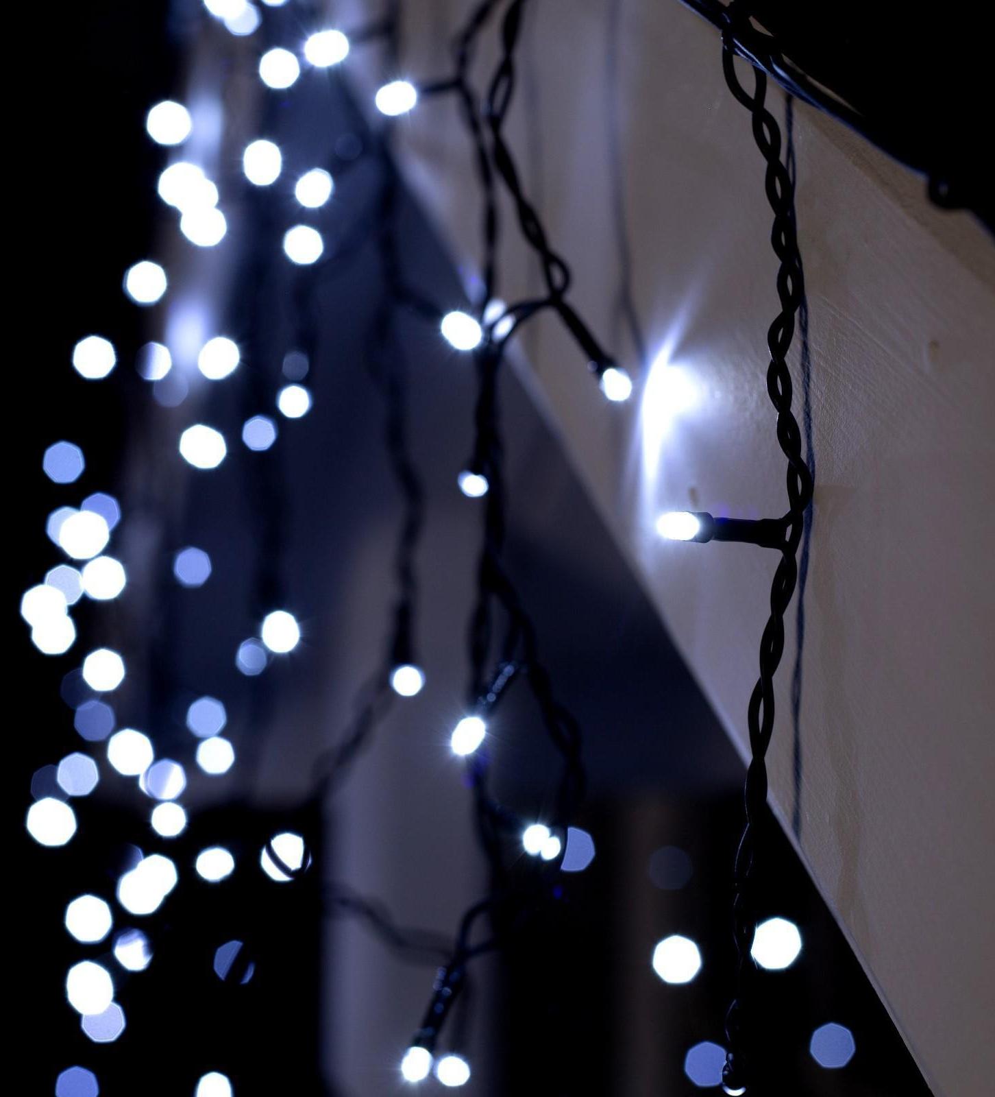 Гирлянда «Бахрома» 4 × 0.6 м, IP44, тёмная нить, 180 LED, свечение белое, 8 режимов, 220 В