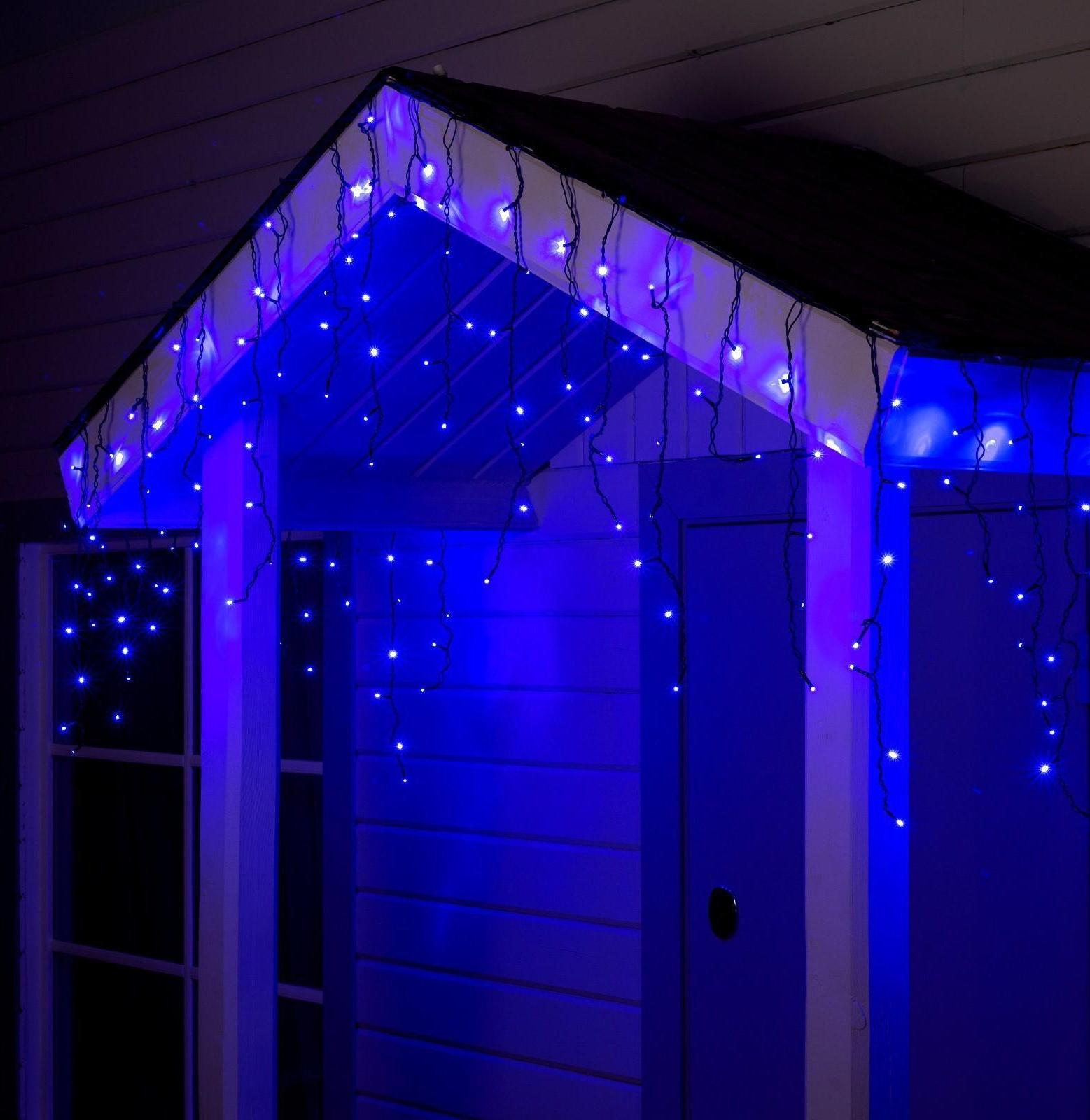 Гирлянда «Бахрома» 4 × 0.6 м, IP44, тёмная нить, 180 LED, свечение синее, 8 режимов, 220 В