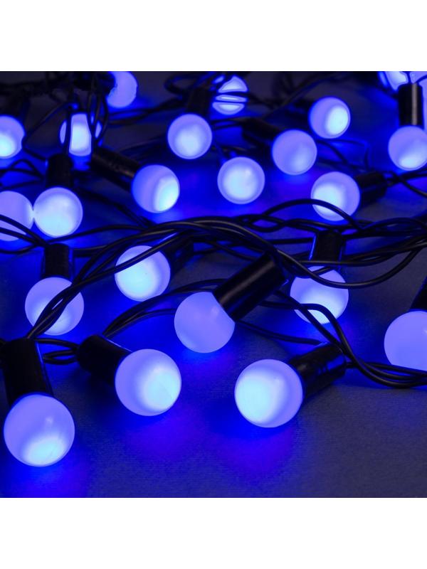 Гирлянда «Нить» 20 м с насадками «Шарики 1.5 см», IP44, тёмная нить, 200 LED, свечение синее, 8 режимов, 220 В