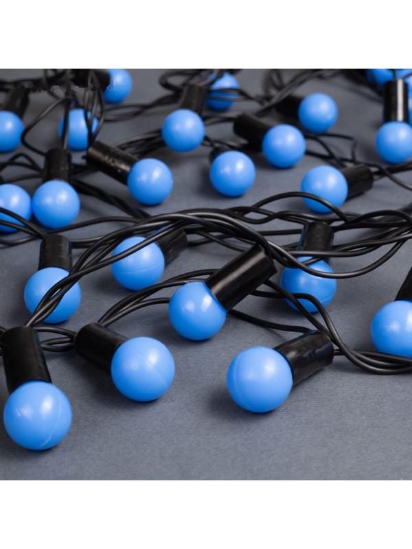 Гирлянда «Нить» 20 м с насадками «Шарики 1.5 см», IP44, тёмная нить, 200 LED, свечение синее, 8 режимов, 220 В
