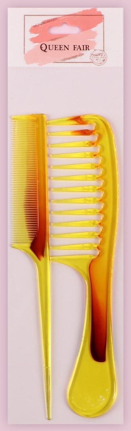 Набор расчёсок, 2 предмета, цвет «янтарный»