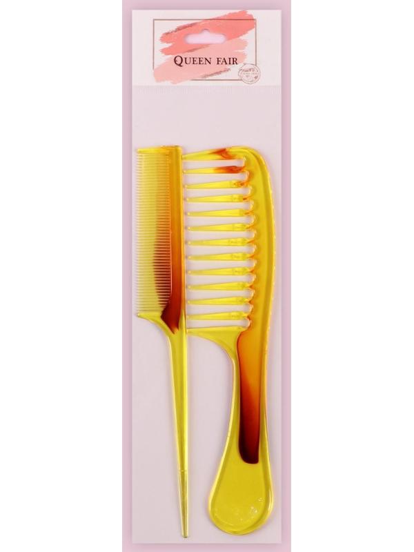 Набор расчёсок, 2 предмета, цвет «янтарный»