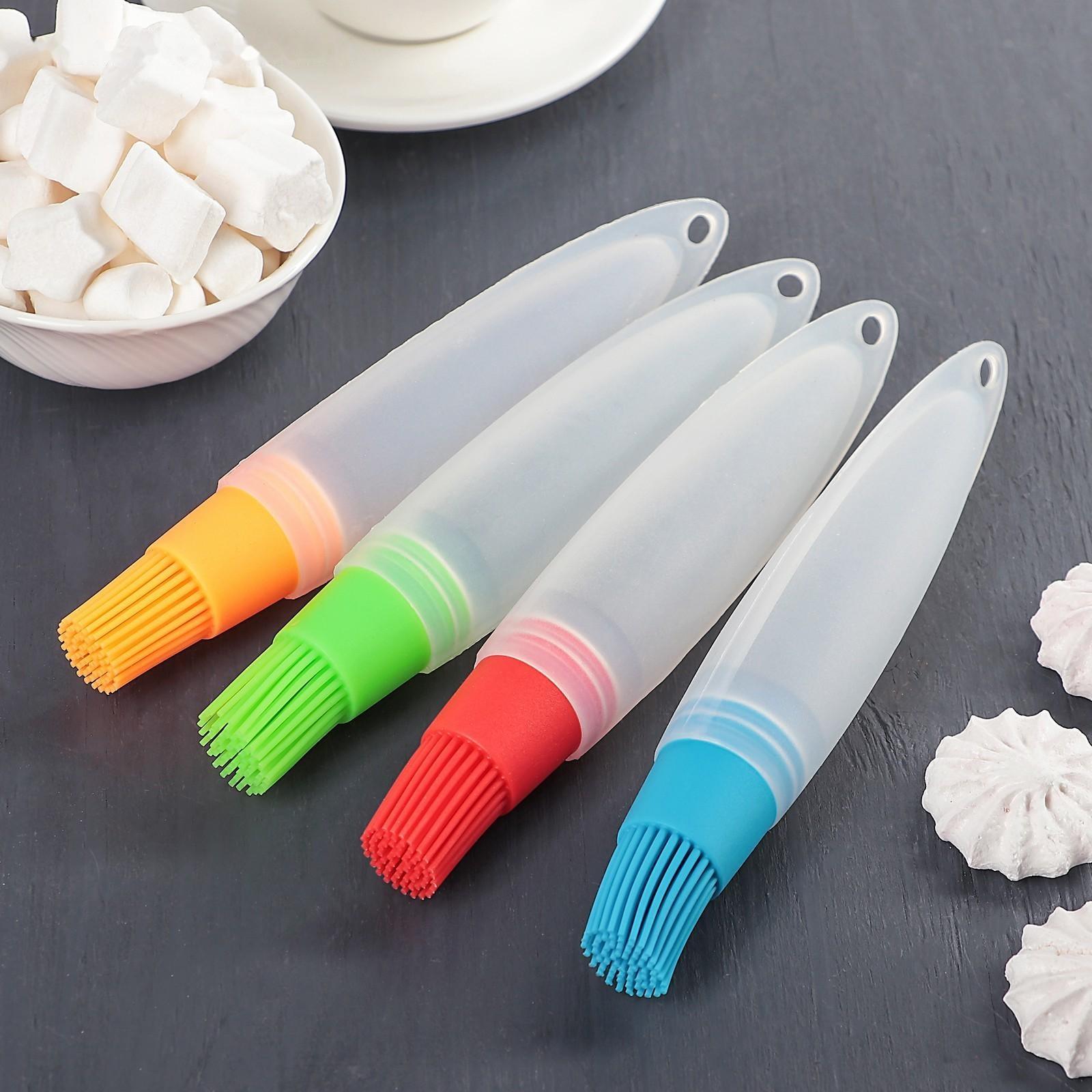 Кисть с резервуаром для масла Доляна «Лади», 19 см, цвет МИКС