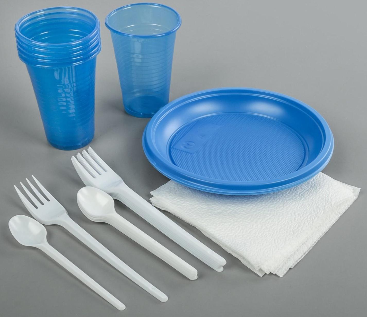 Набор одноразовой посуды «Премиум», 6 персон, цвет МИКС