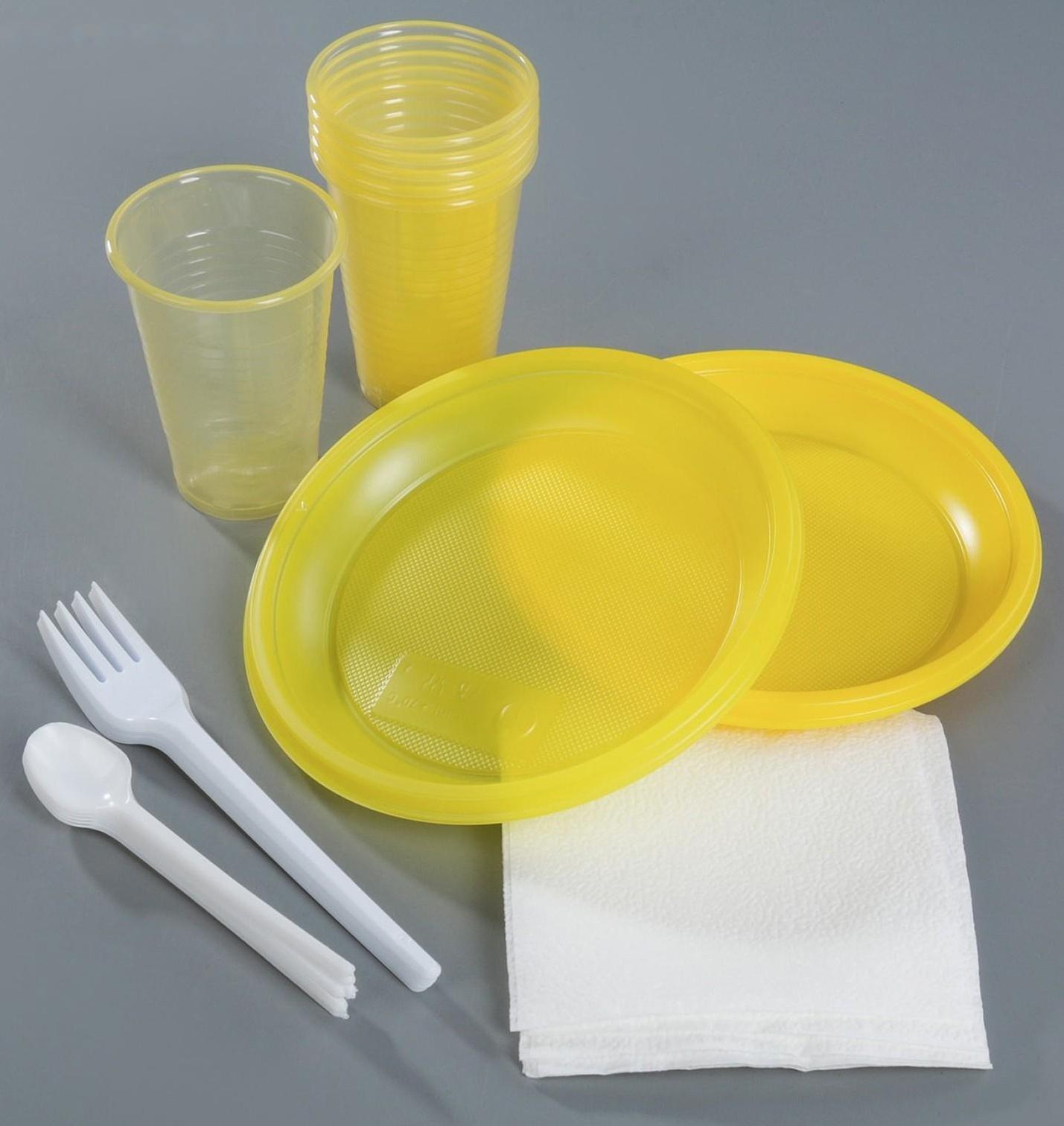 Набор одноразовой посуды «Премиум», 6 персон, цвет МИКС