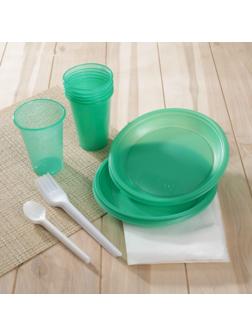 Набор одноразовой посуды «Премиум», 6 персон, цвет МИКС