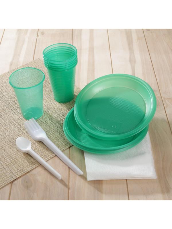 Набор одноразовой посуды «Премиум», 6 персон, цвет МИКС