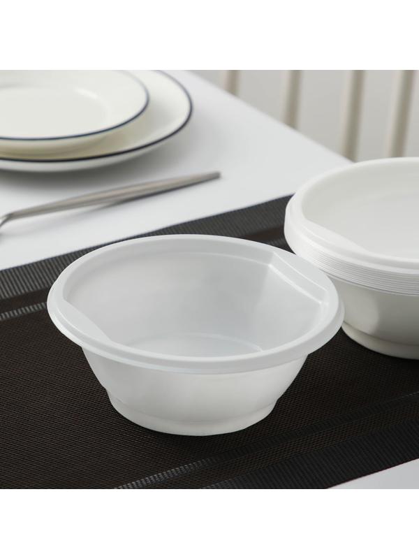 Набор одноразовых тарелок для супа, 600 мл, 12 шт, цвет белый