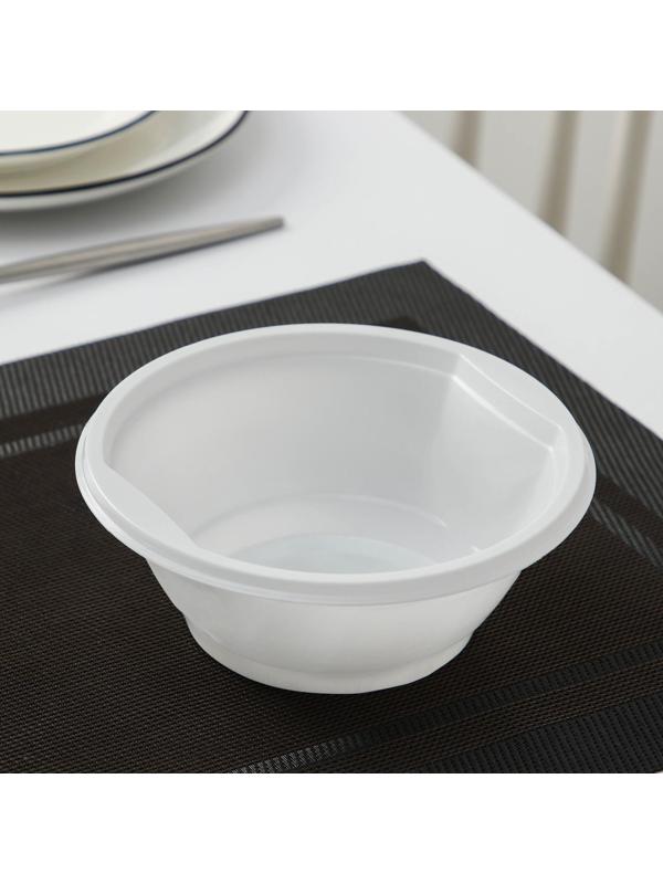 Набор одноразовых тарелок для супа, 600 мл, 12 шт, цвет белый