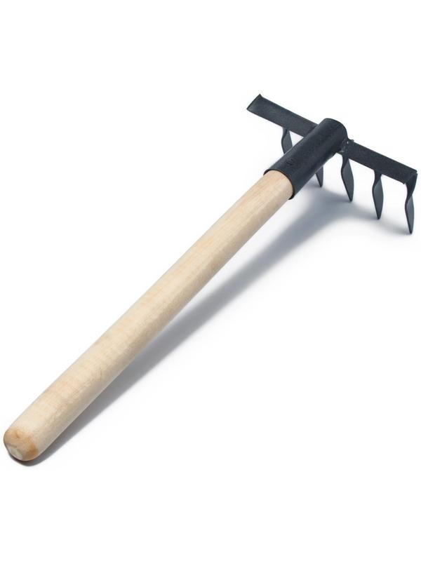 Грабли прямые, 5 витых зубцов, длина 41 см, деревянная ручка