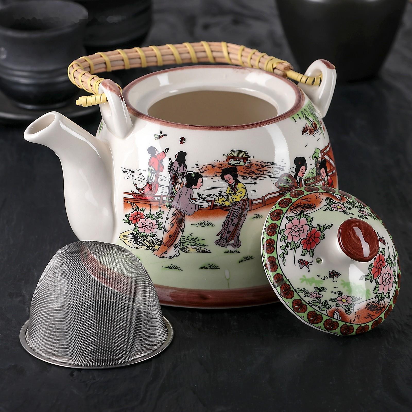 Чайник керамический заварочный «Парк», 900 мл, 17×14×12 см, металлическое сито