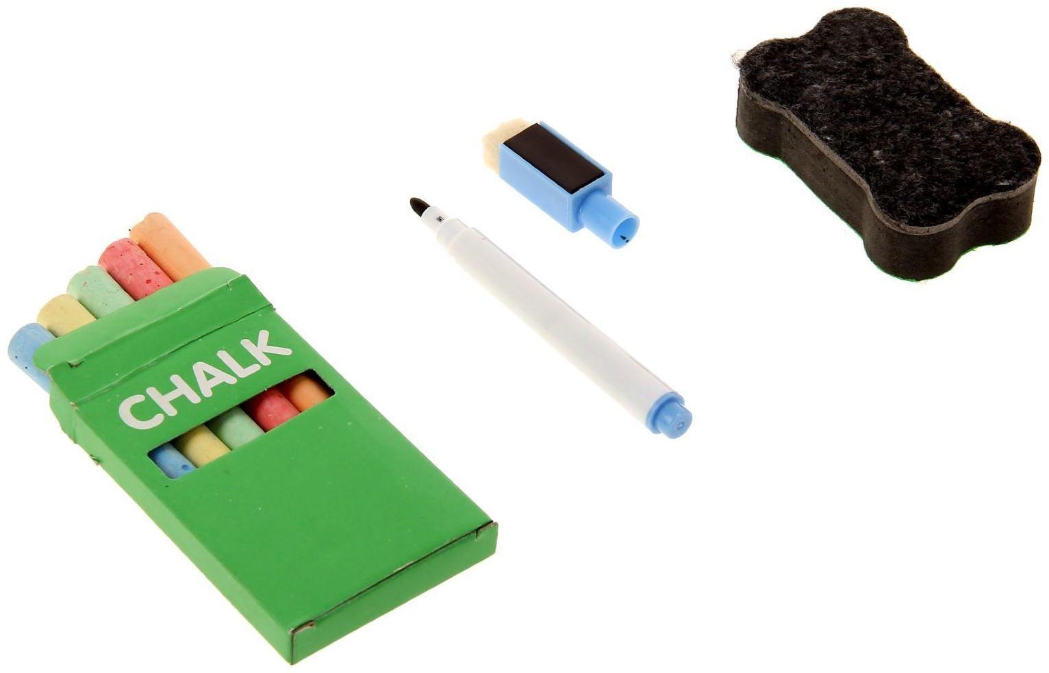 Доска магнитная на ножках: маркер, губка и 5 цветных мелков в комплекте, рабочее поле — 29 × 32 см