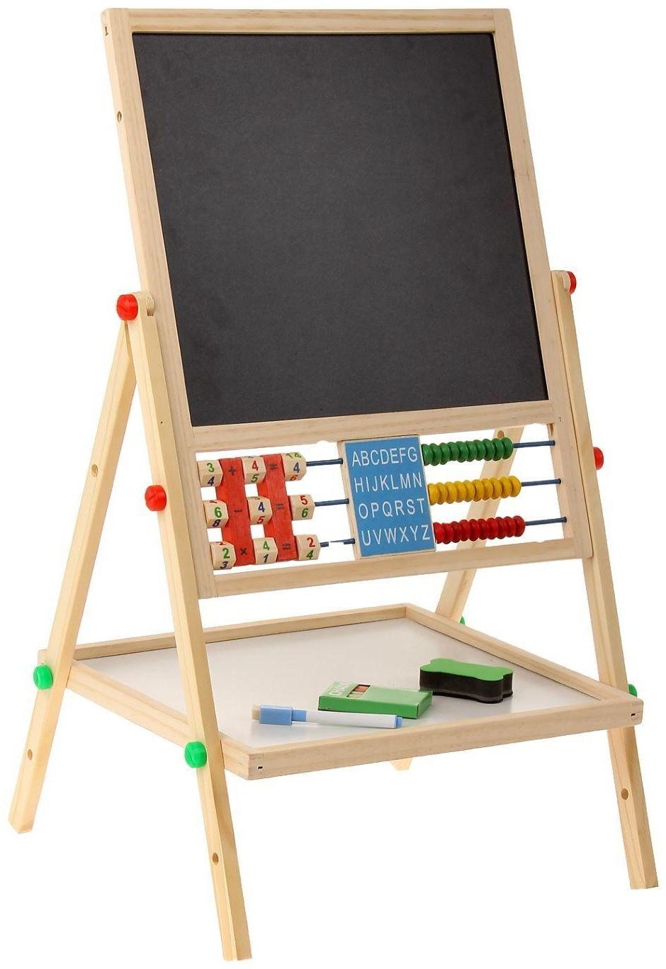 Доска магнитная на ножках: маркер, губка и 5 цветных мелков в комплекте, рабочее поле — 29 × 32 см