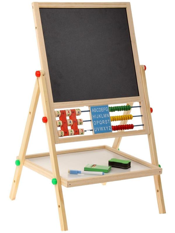 Доска магнитная на ножках: маркер, губка и 5 цветных мелков в комплекте, рабочее поле — 29 × 32 см